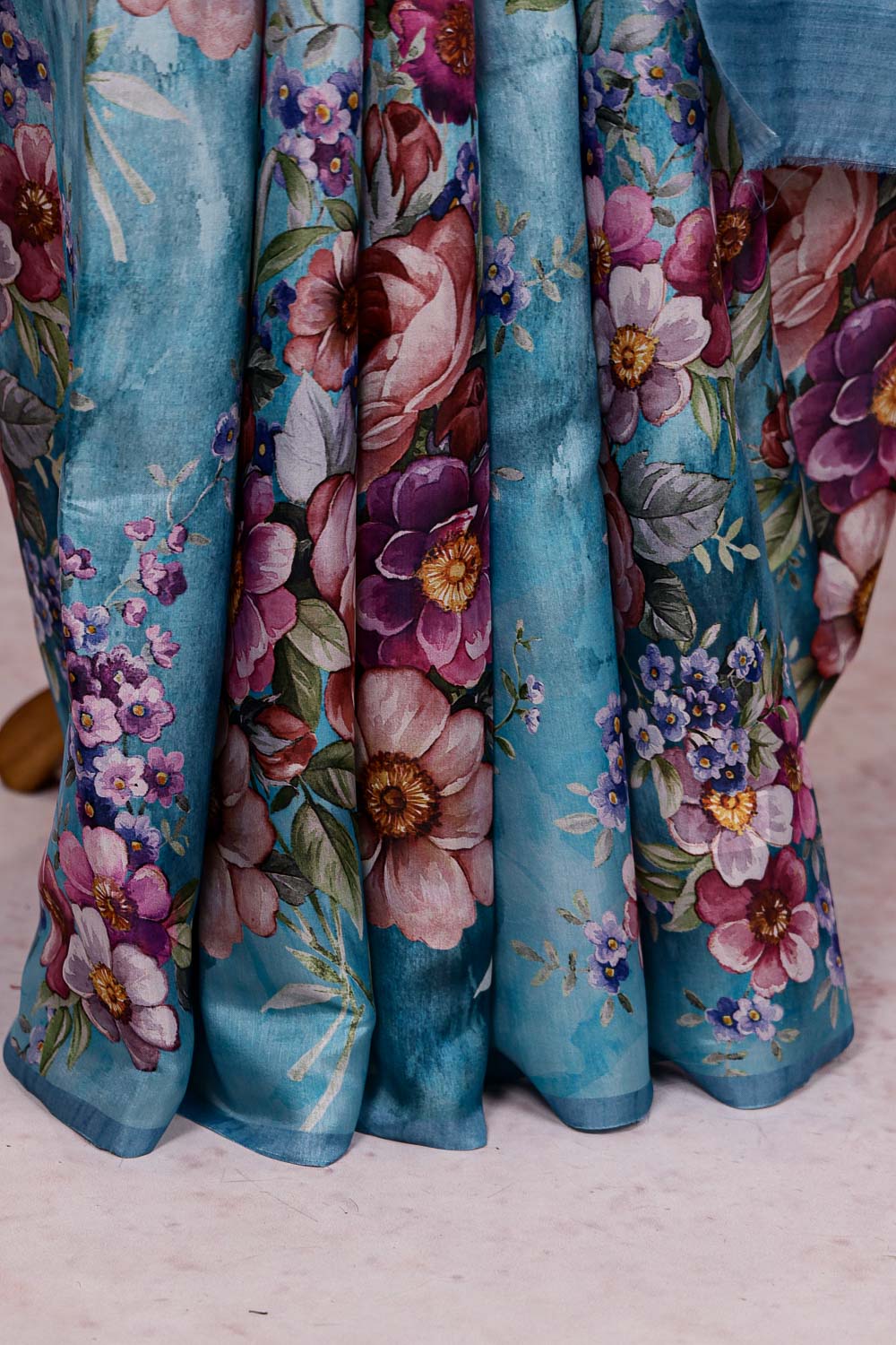 Blue Semi Tussar Saree