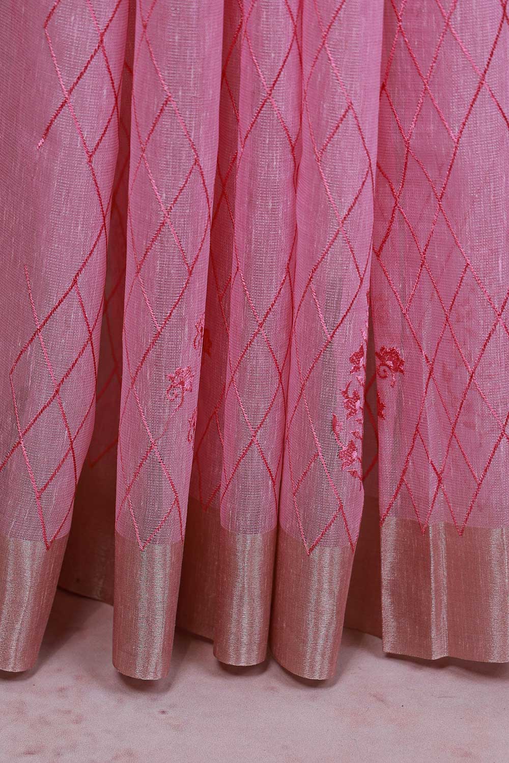 Pink Semi Tissue Saree