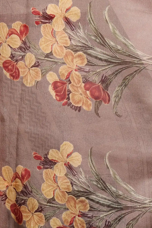 Grey Semi Chanderi Saree