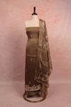 Grey Organza Beads Work Unstitched Churidhar Material
