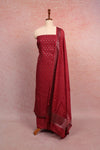 Maroon Semi Silk Banarasi Design Unstitched Churidhar Material