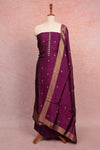 Purple Semi Banarasi Butta Unstitched Churidhar Material