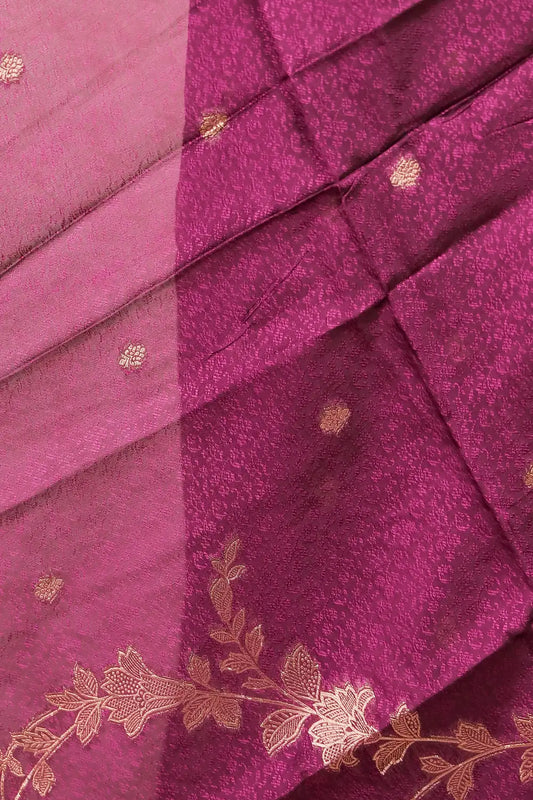 Purple Semi Banarasi Butta Unstitched Churidhar Material