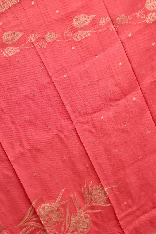 Dark Peach Banarasi Butta Unstitched Churidhar Material