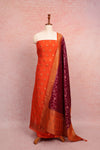 Orange Banarasi Butta Unstitched Churidhar Material