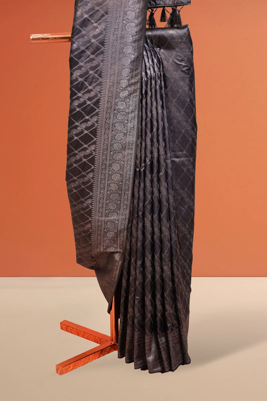 Black Semi Jute Saree