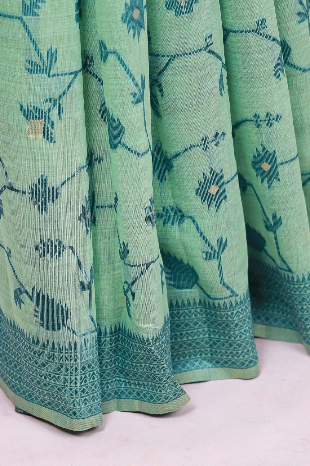 Light Green Semi Jute Saree