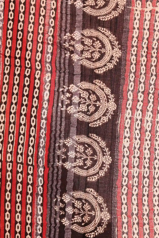 Brick Color Semi Linen Saree