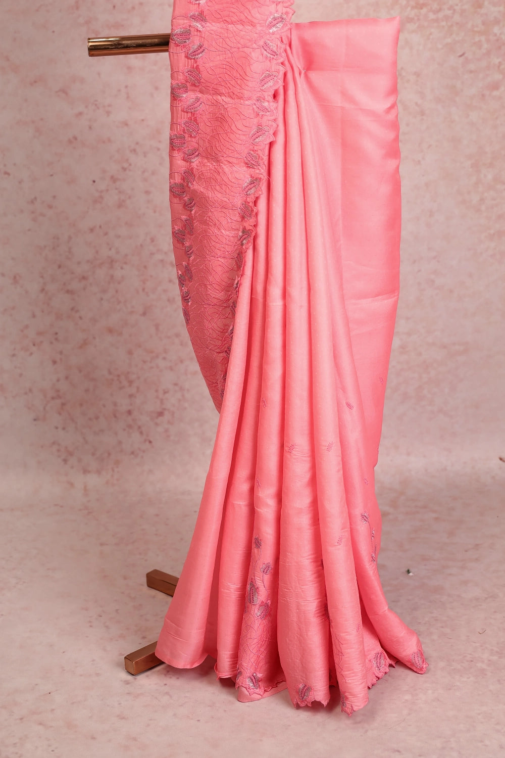Light Peach Semi Tussar Saree