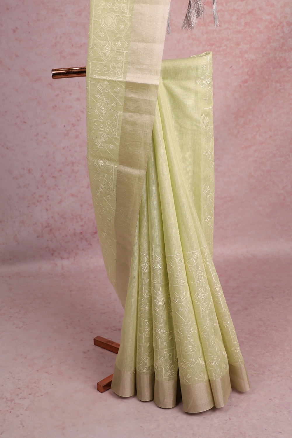 Pista Green Semi Tissue Saree