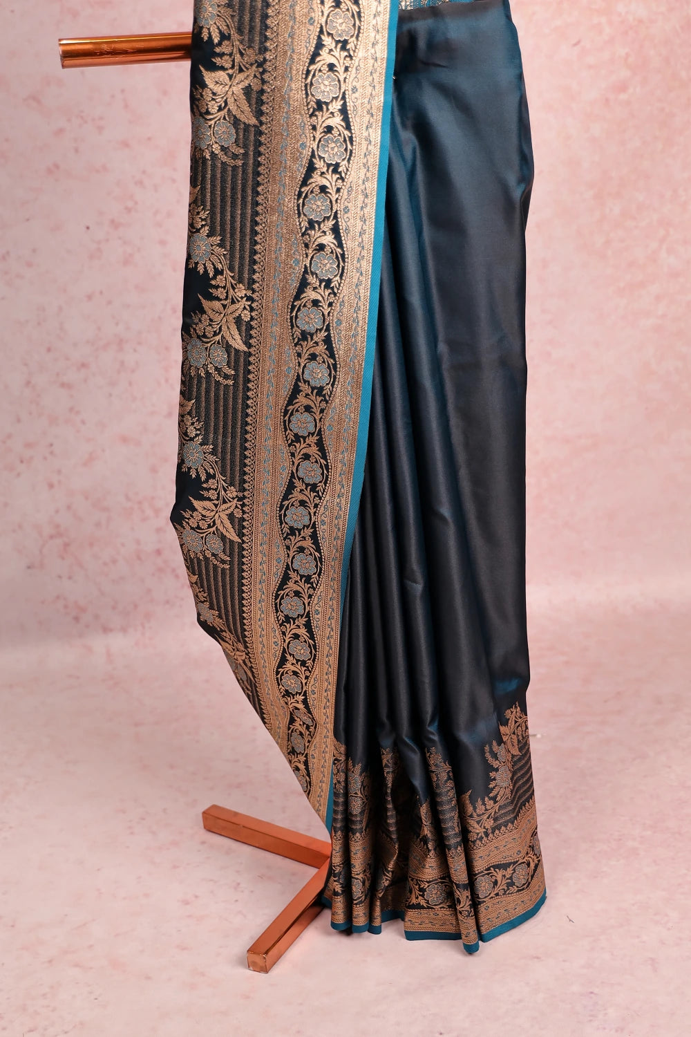 Teal Blue Semi Soft Silk Saree