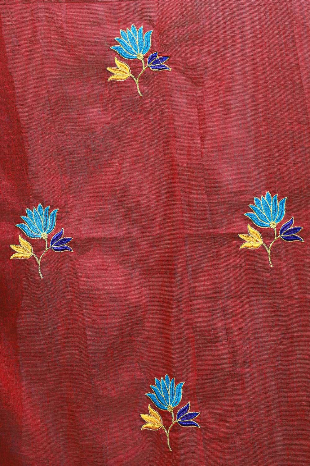 Maroon Mul Cotton Saree