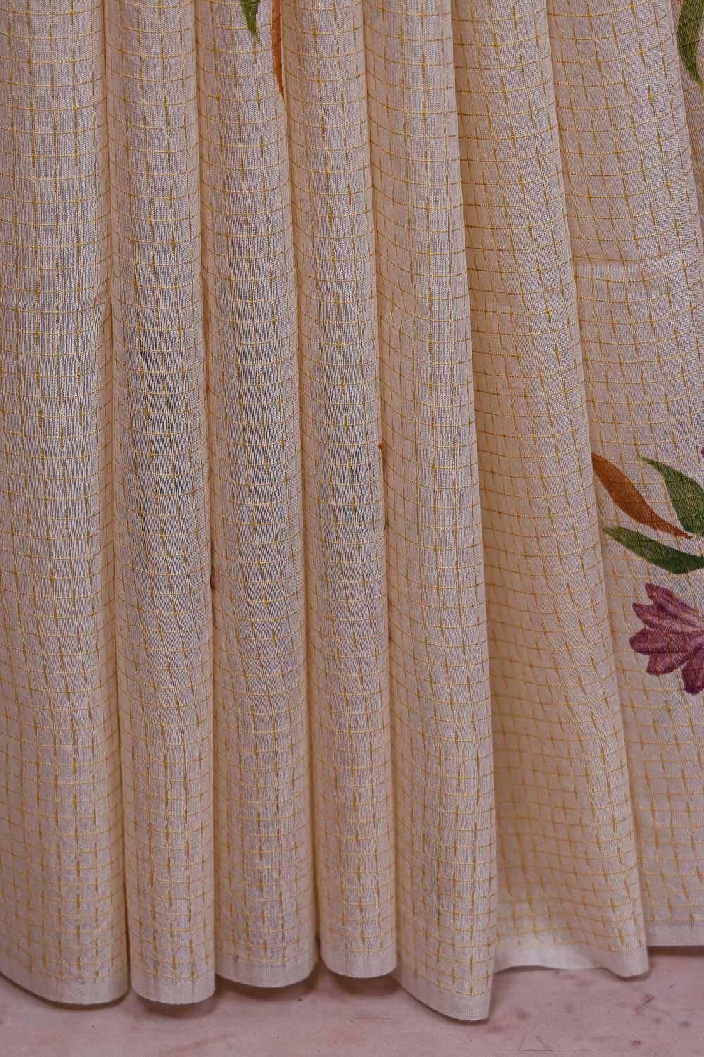 Cream Semi Tussar Saree