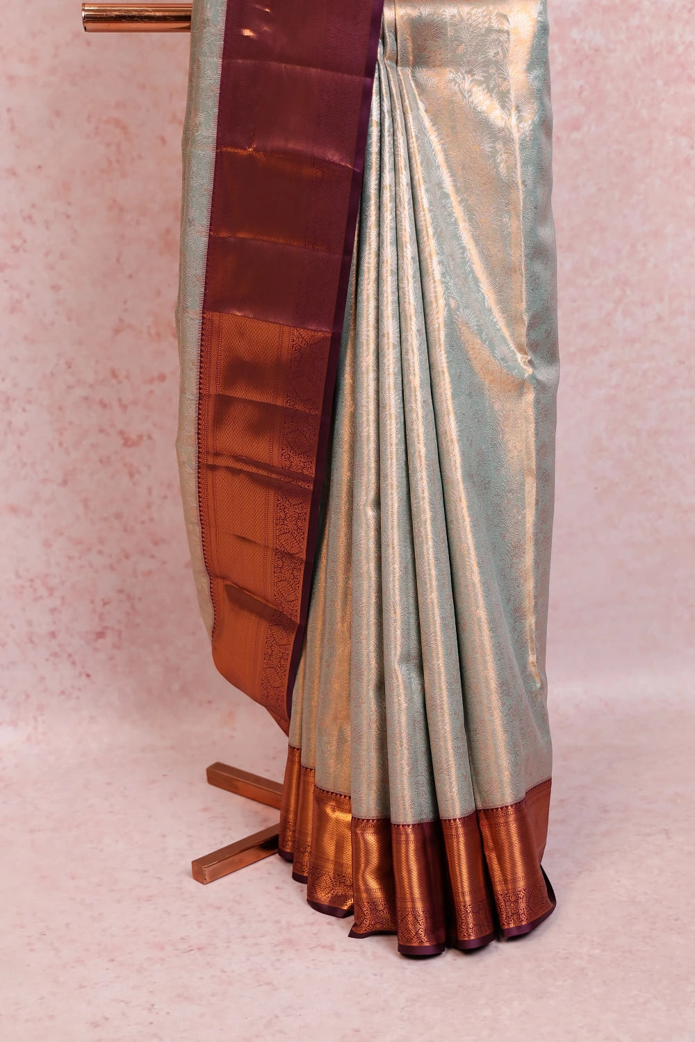 Pastel Blue Semi Kancheepuram Tissue Silk Saree