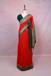 Red Semi Banarasi Saree