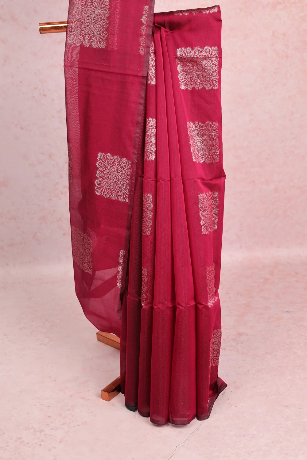 Beetroot Color Cotton Silk Saree