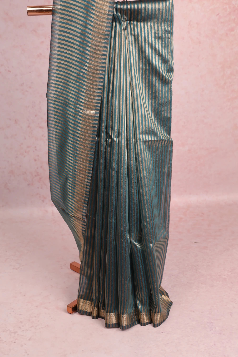 Peacock Blue Cotton Silk Saree