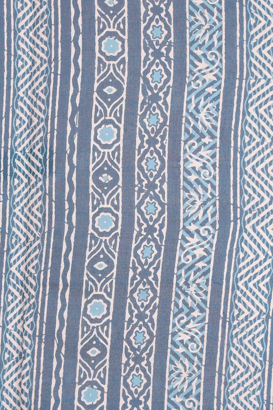 Peacock Blue Oil Cotton Saree