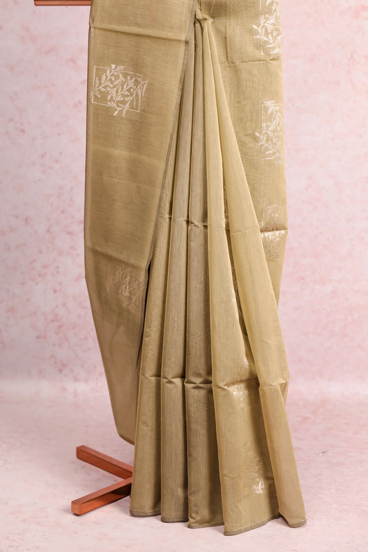 Khaki Cotton Silk Saree
