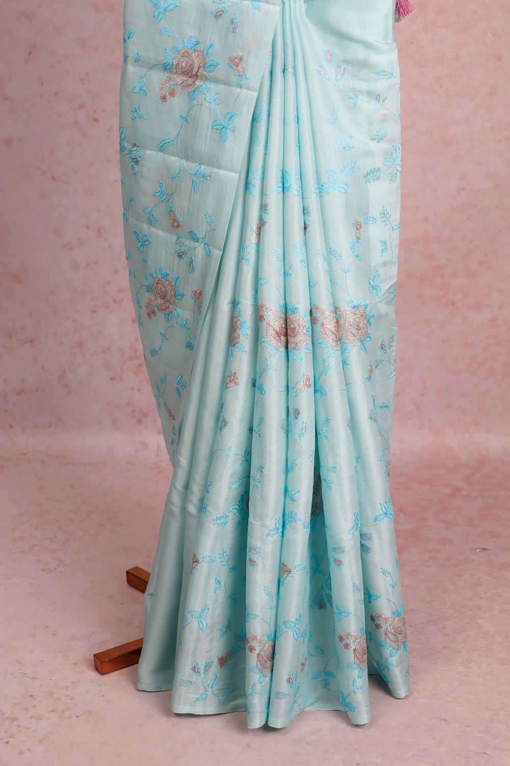 Light Sky Blue Semi Tussar Saree
