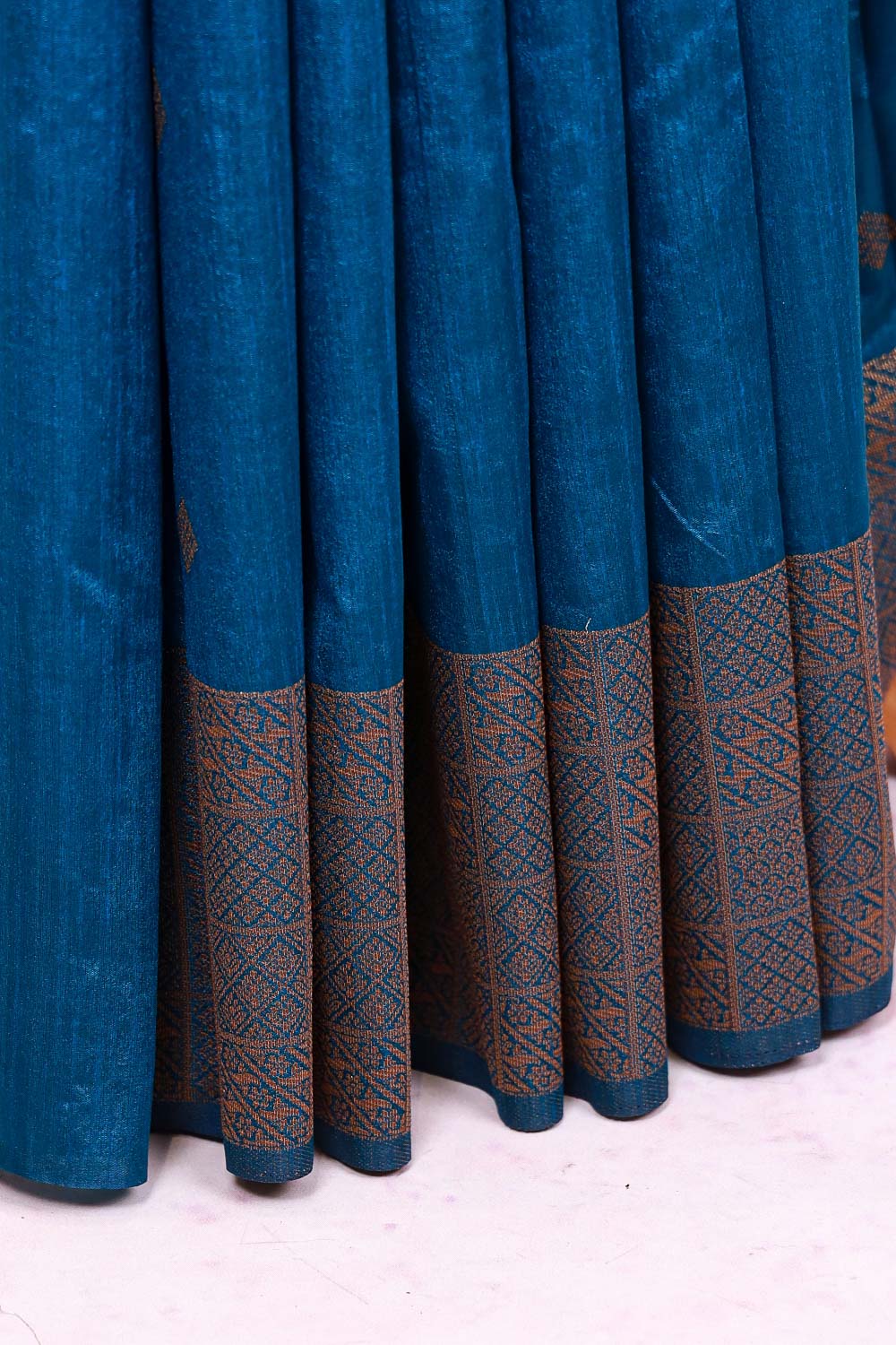 Peacock Blue Semi Jute Saree