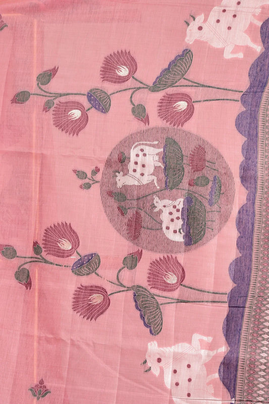 Onion Pink Semi Tussar Saree