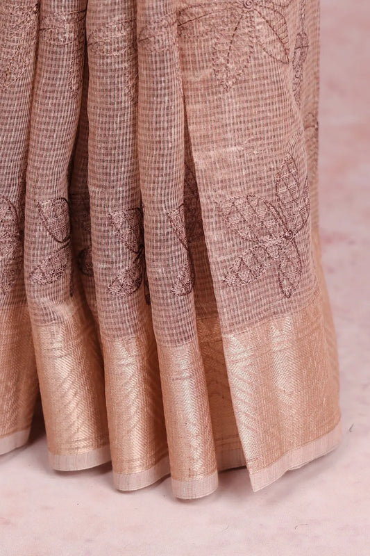 Light Peach Tissue Kota Saree