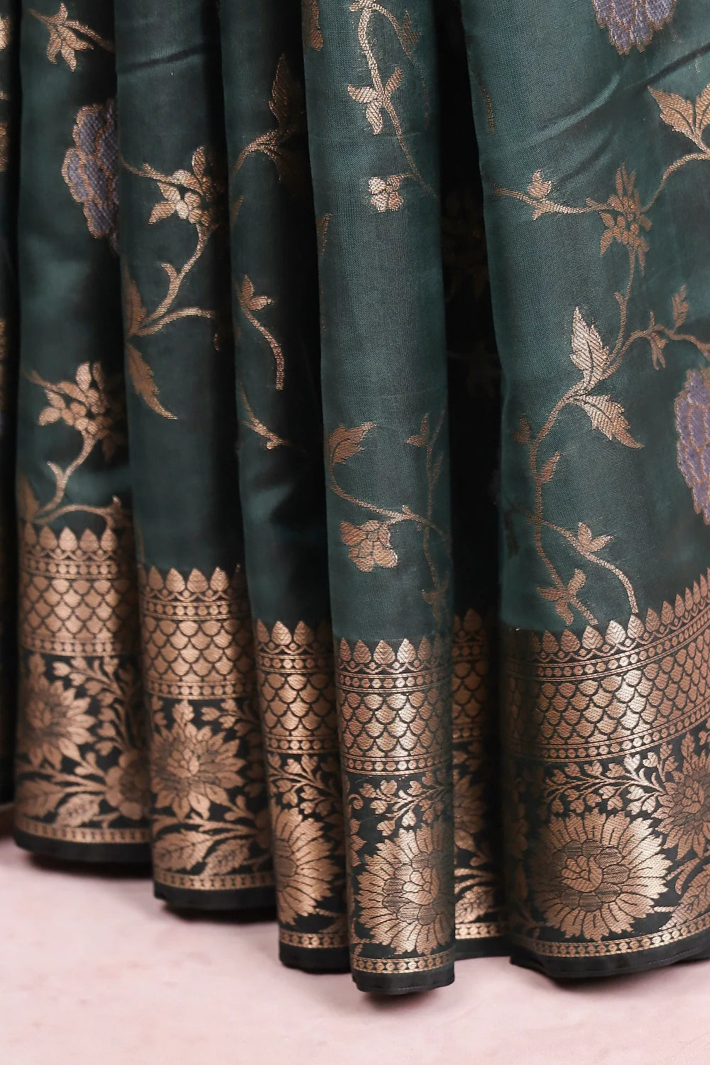 Dark Green Semi Silk Saree