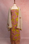 Yellow Cotton Printed Unstitched Churidhar Material