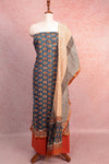 Peacock Blue Maheswari Silk Printed Unstitched Churidhar Material