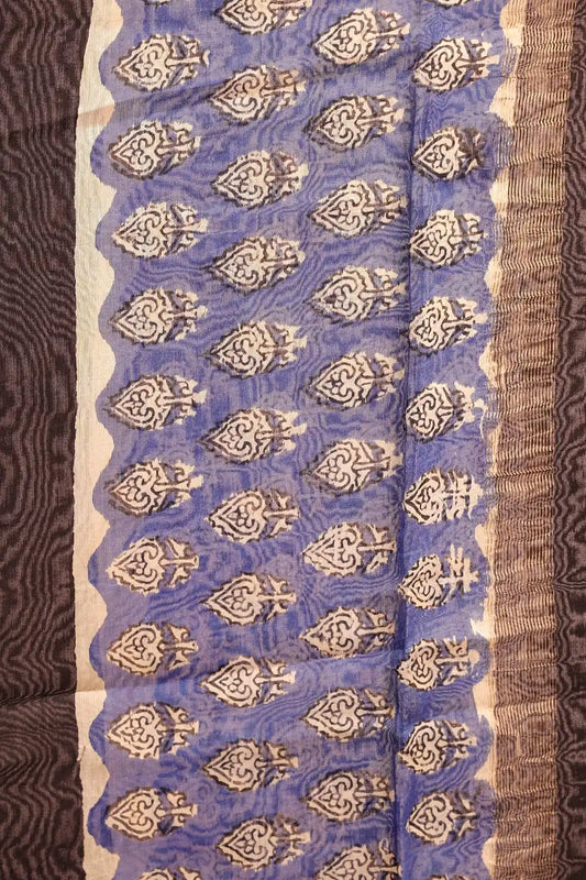 Blue Maheshwari Silk Printed Unstitched Churidhar Material