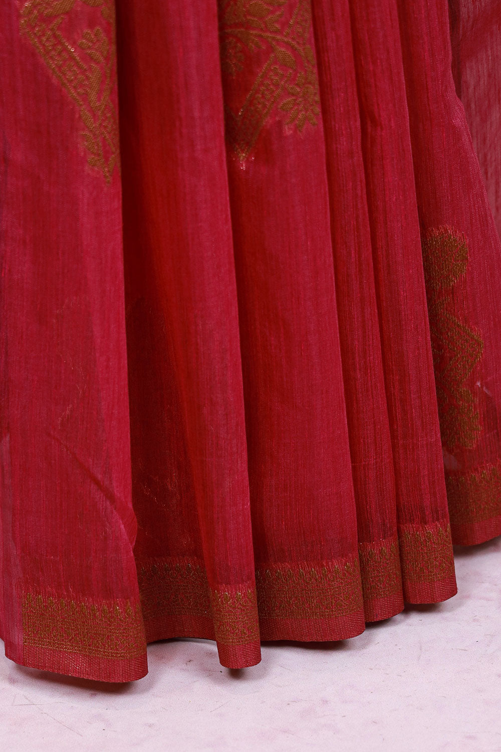 Wine Semi Jute Saree