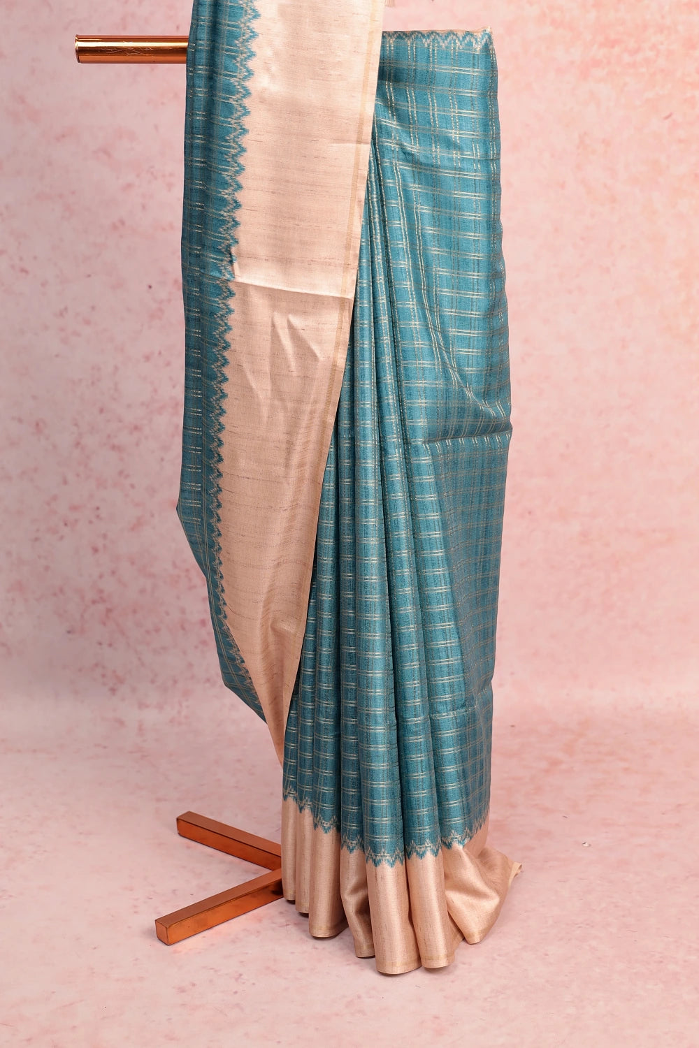 Peacock Green Semi Tussar Saree
