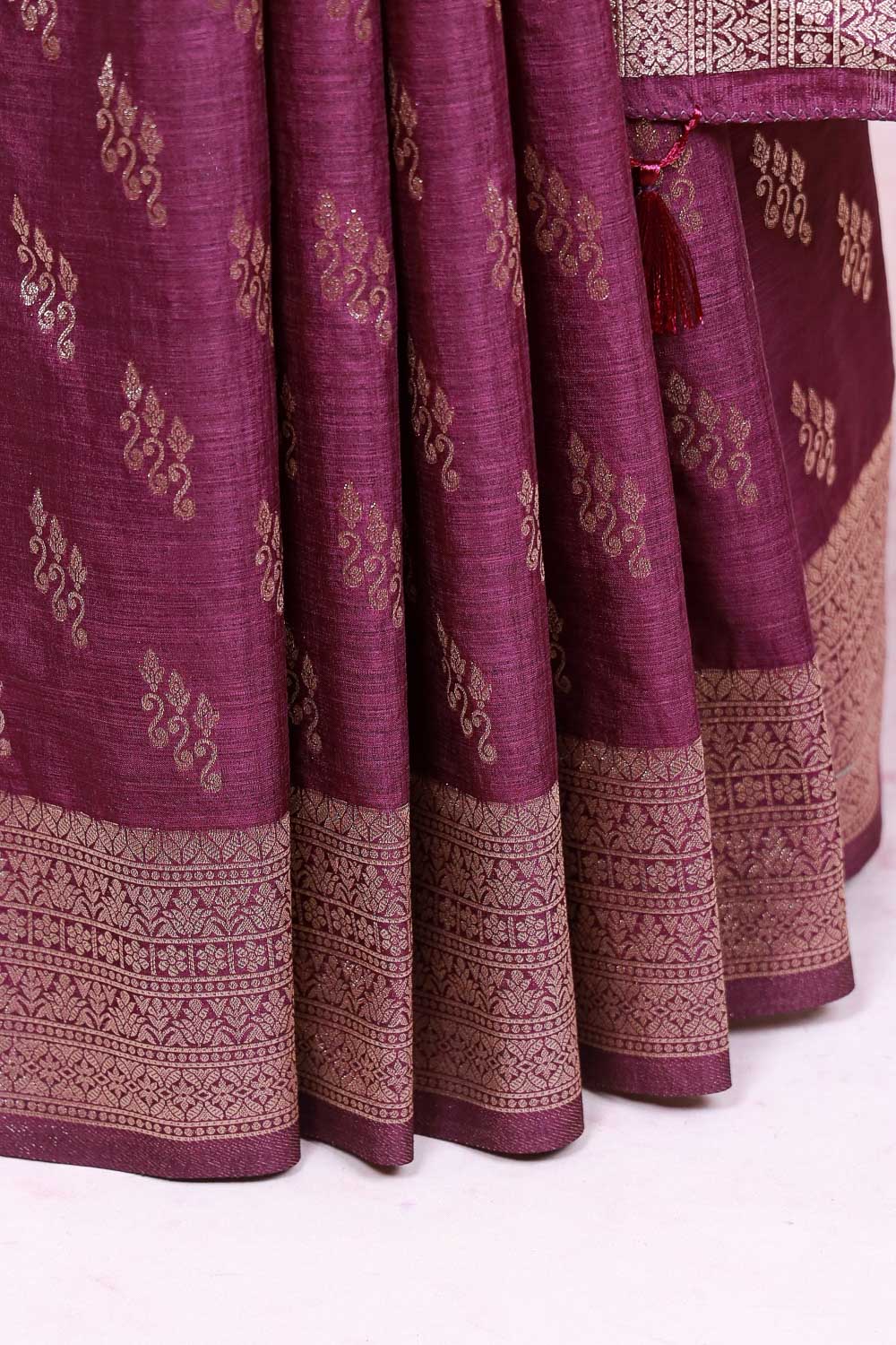 Wine Semi Jute Saree