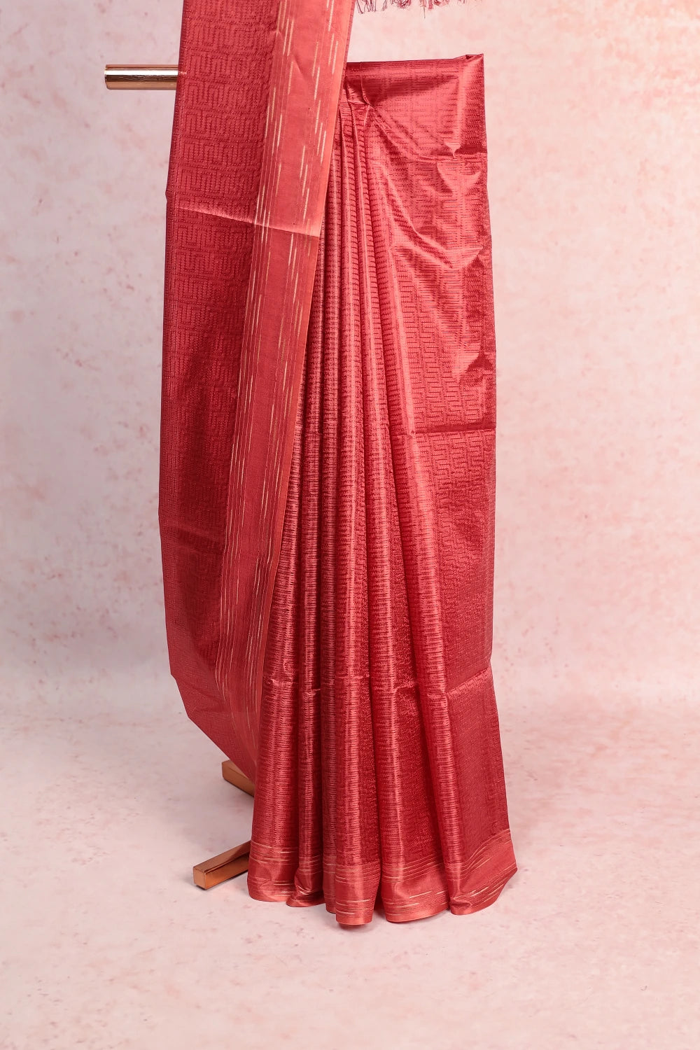 Rust Semi Tussar Saree