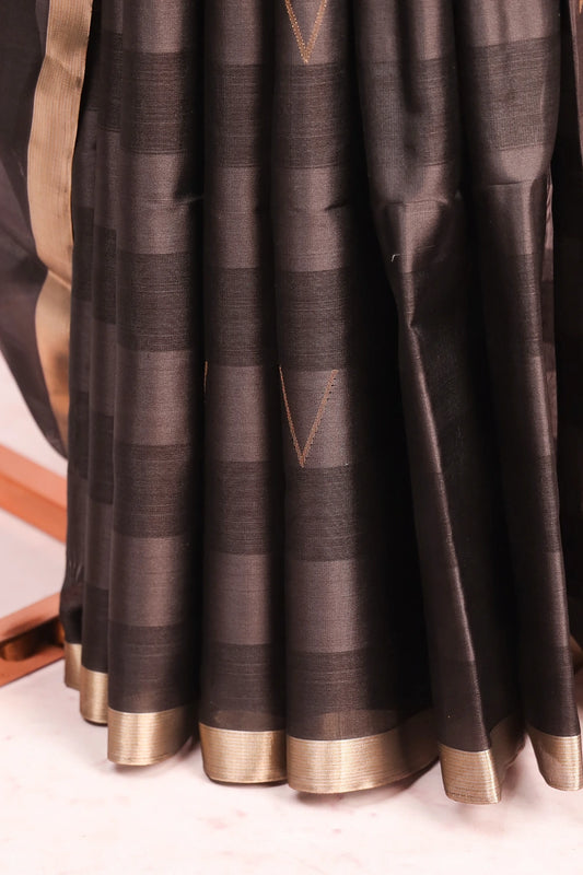 Black Tussar Silk Saree