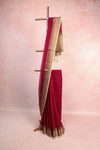 Wine Colour Semi Jute Saree