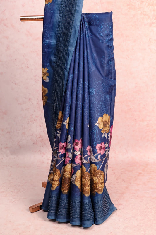 Blue Tussar Saree
