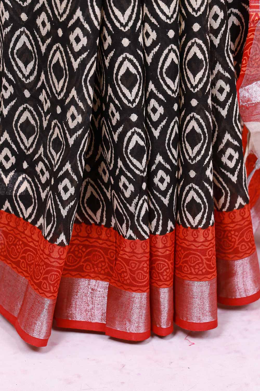 Black Semi Linen Saree
