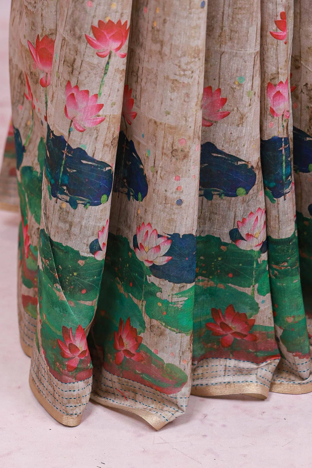Cream Semi Jute Saree
