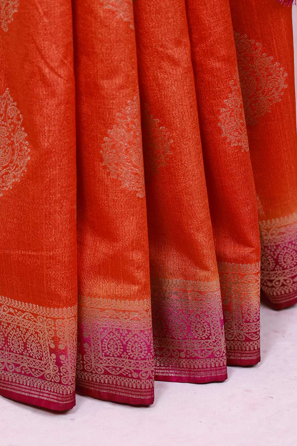 Orange Semi Silk Saree