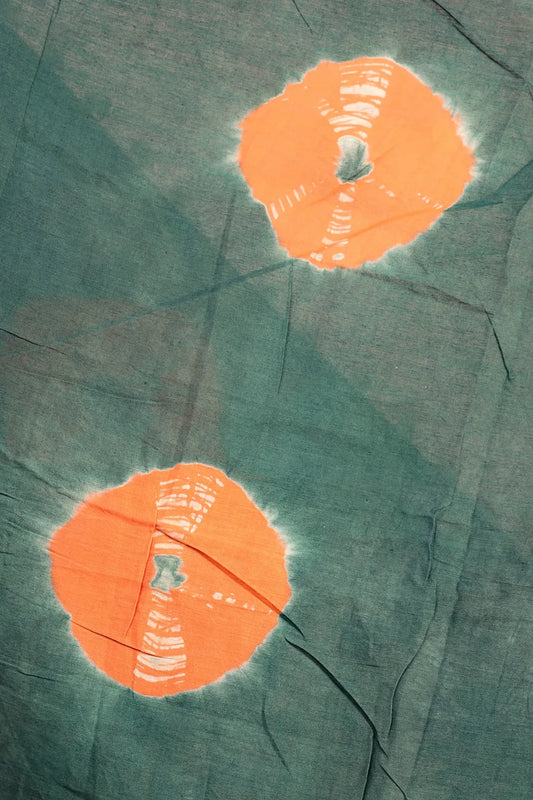 Green AND Orange Cotton Saree