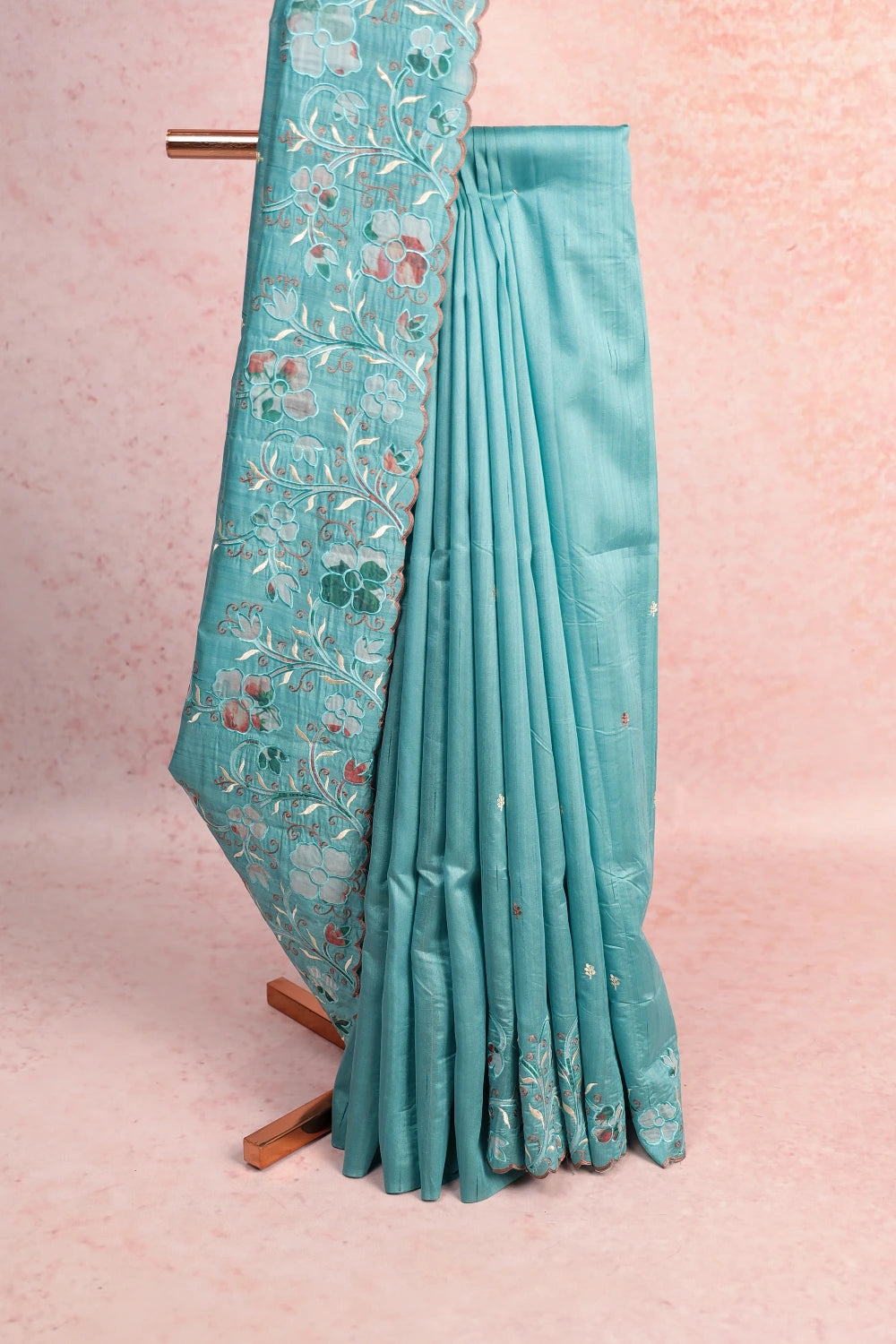 Pastel Green Semi Tussar Saree