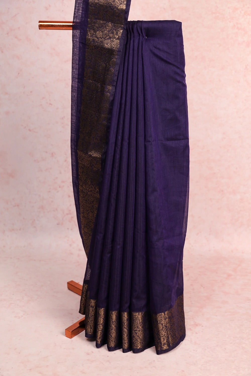 Navy Blue Jute Banarasi Saree