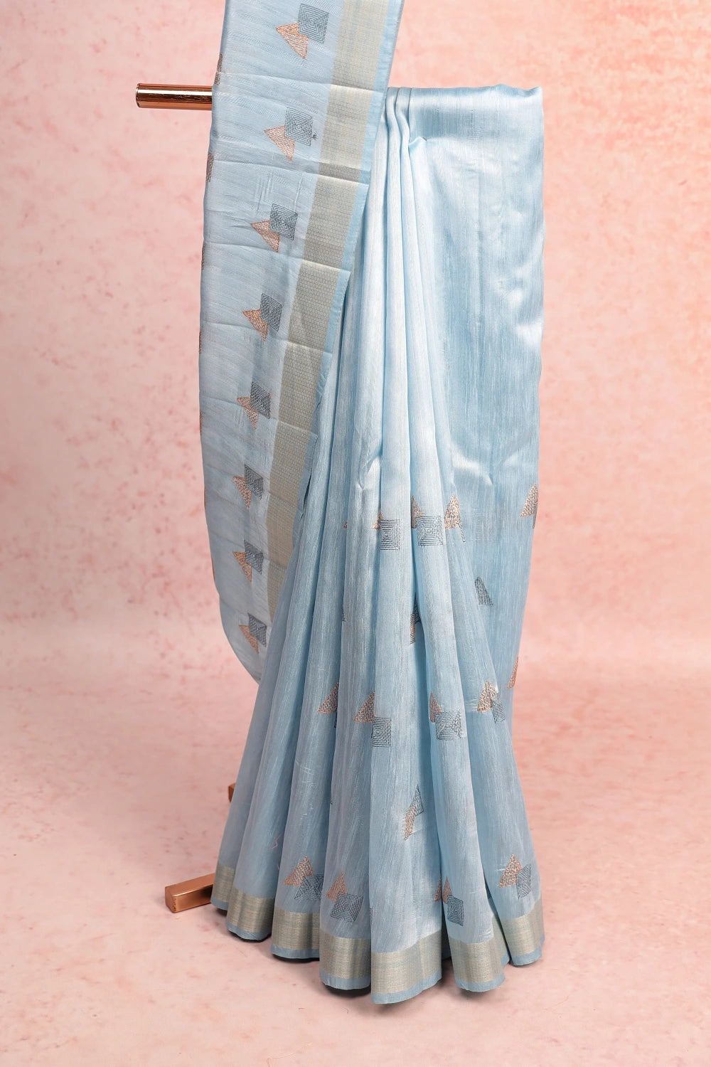 Sky Blue Semi Tussar Saree