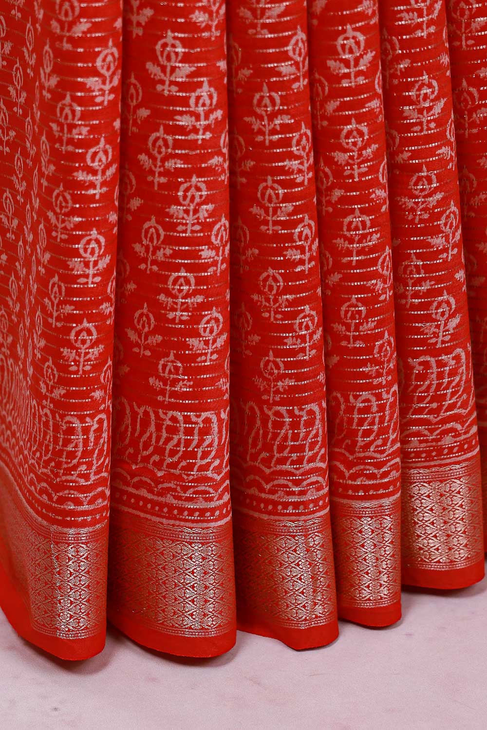 Orange Semi Silk Saree
