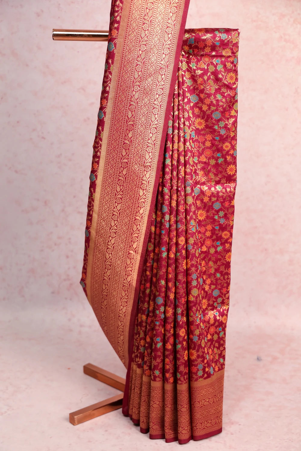 Magenta Semi Banarasi Saree