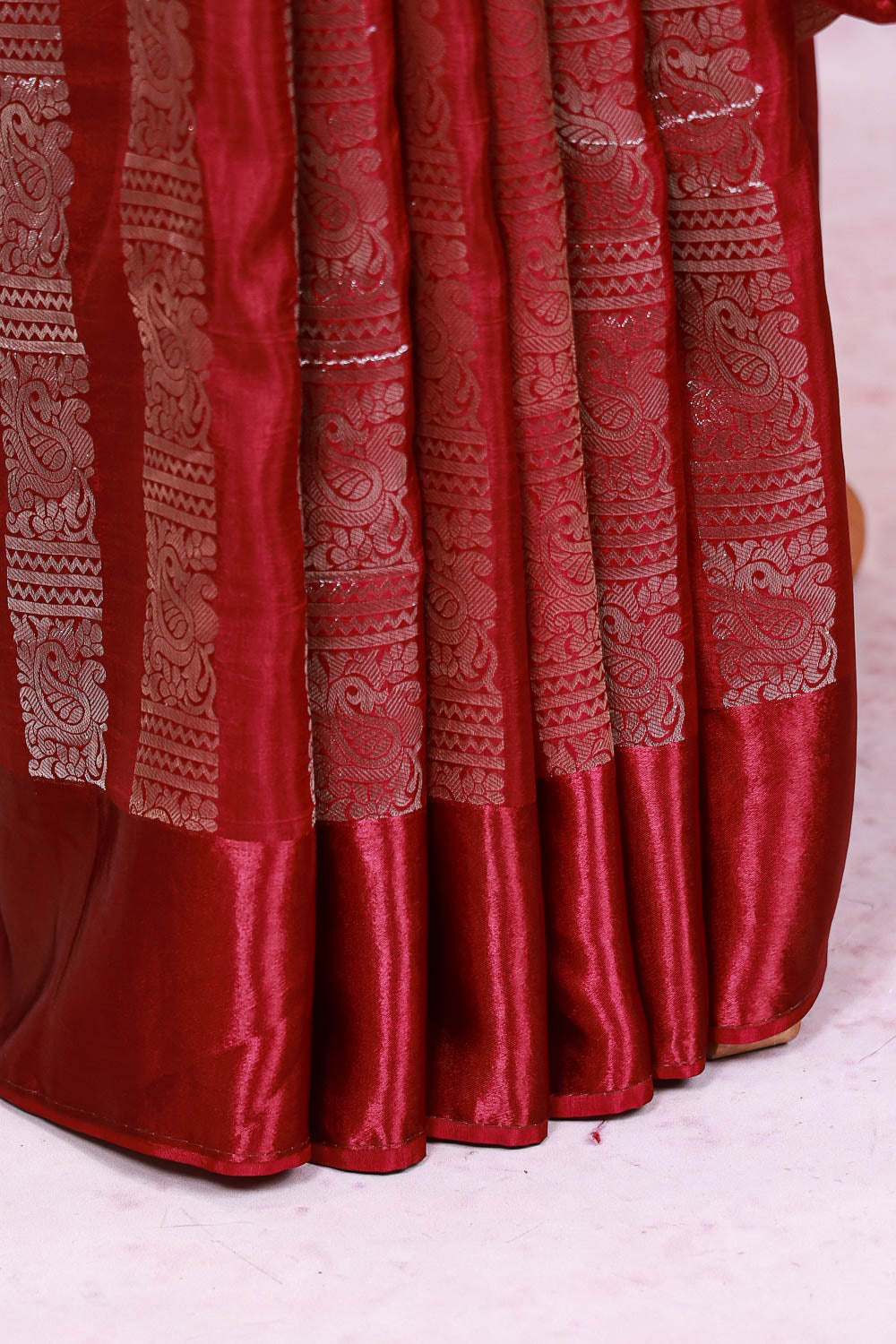 Dark Wine Semi Banarasi Saree