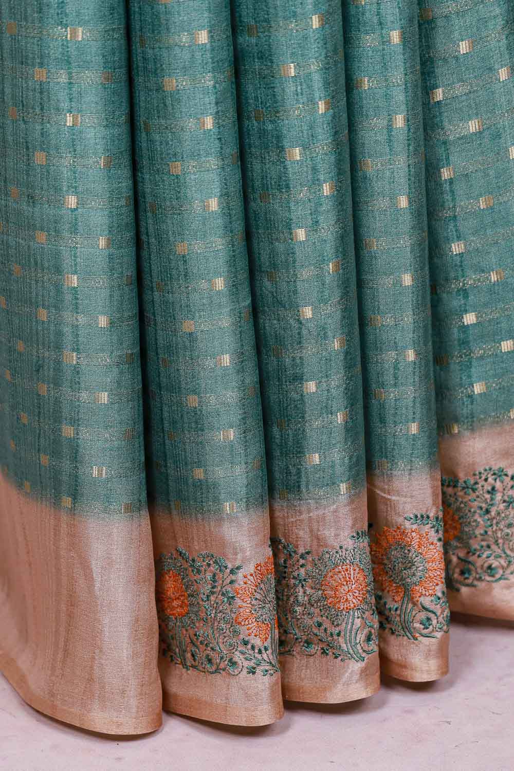 Cream Semi Tussar Saree