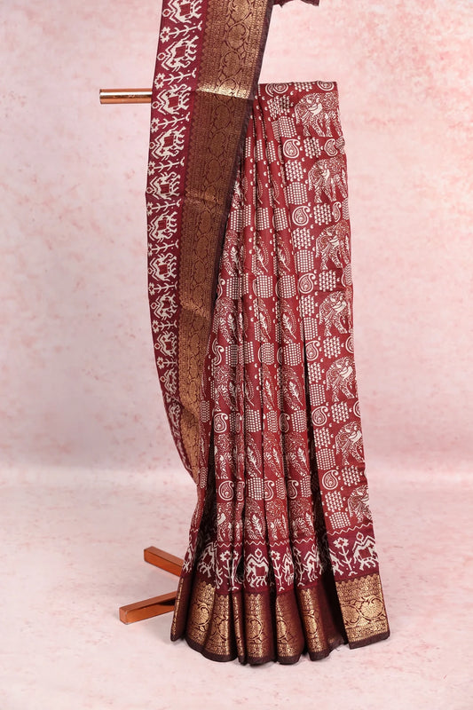 Brown Semi Tussar Saree